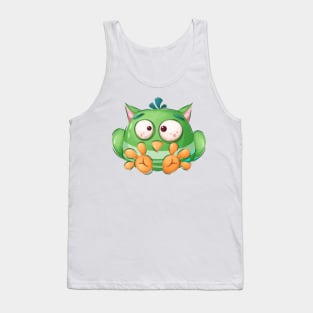 Funny green bird cartoon concept art Tank Top